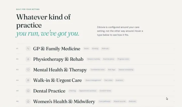 Zdrovia Interface Dropdowns
